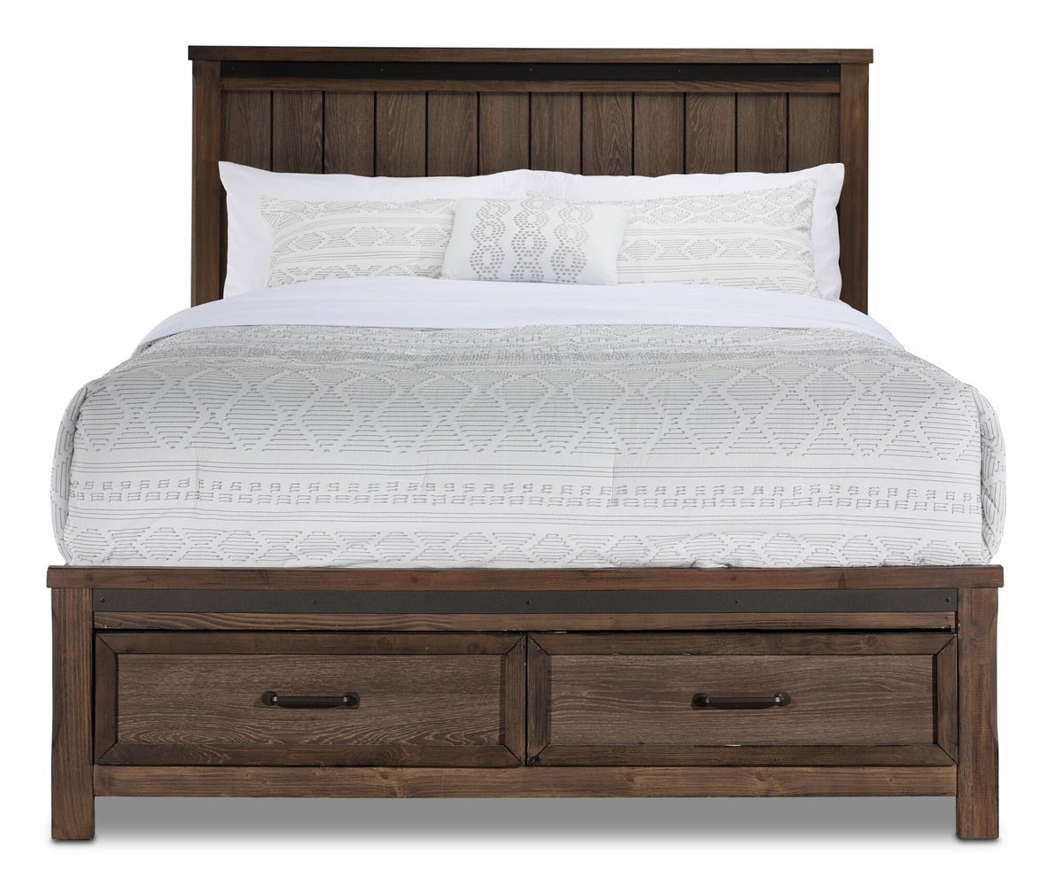 Rossco 3-Piece King Storage Bed - Rustic Oak