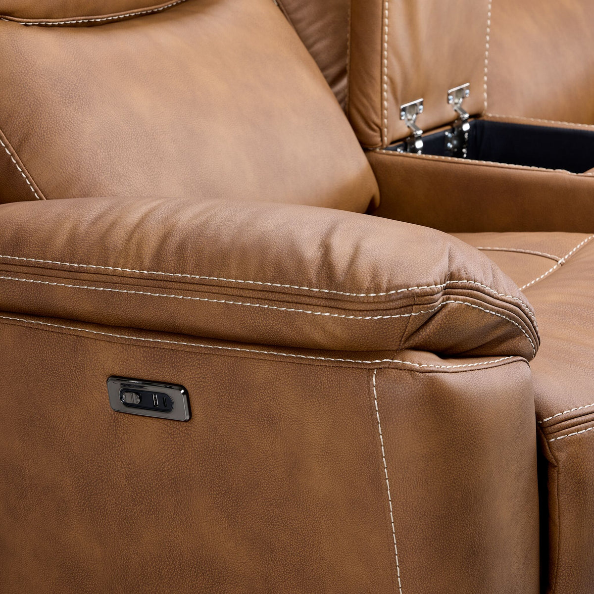 Santa Fe Power Reclining Loveseat with Console - Copper
