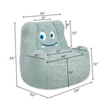 Dimensions diagram for Parker kids mint green foam chair showing overall height width and seat depth