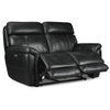 Stallion Leather Dual Power Reclining Loveseat - Midnight Black