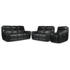 Stallion Leather Dual Power Reclining Sofa, Loveseat and Chair Set - Midnight Black