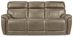 Stallion Leather Dual Power Reclining Sofa - Pebble