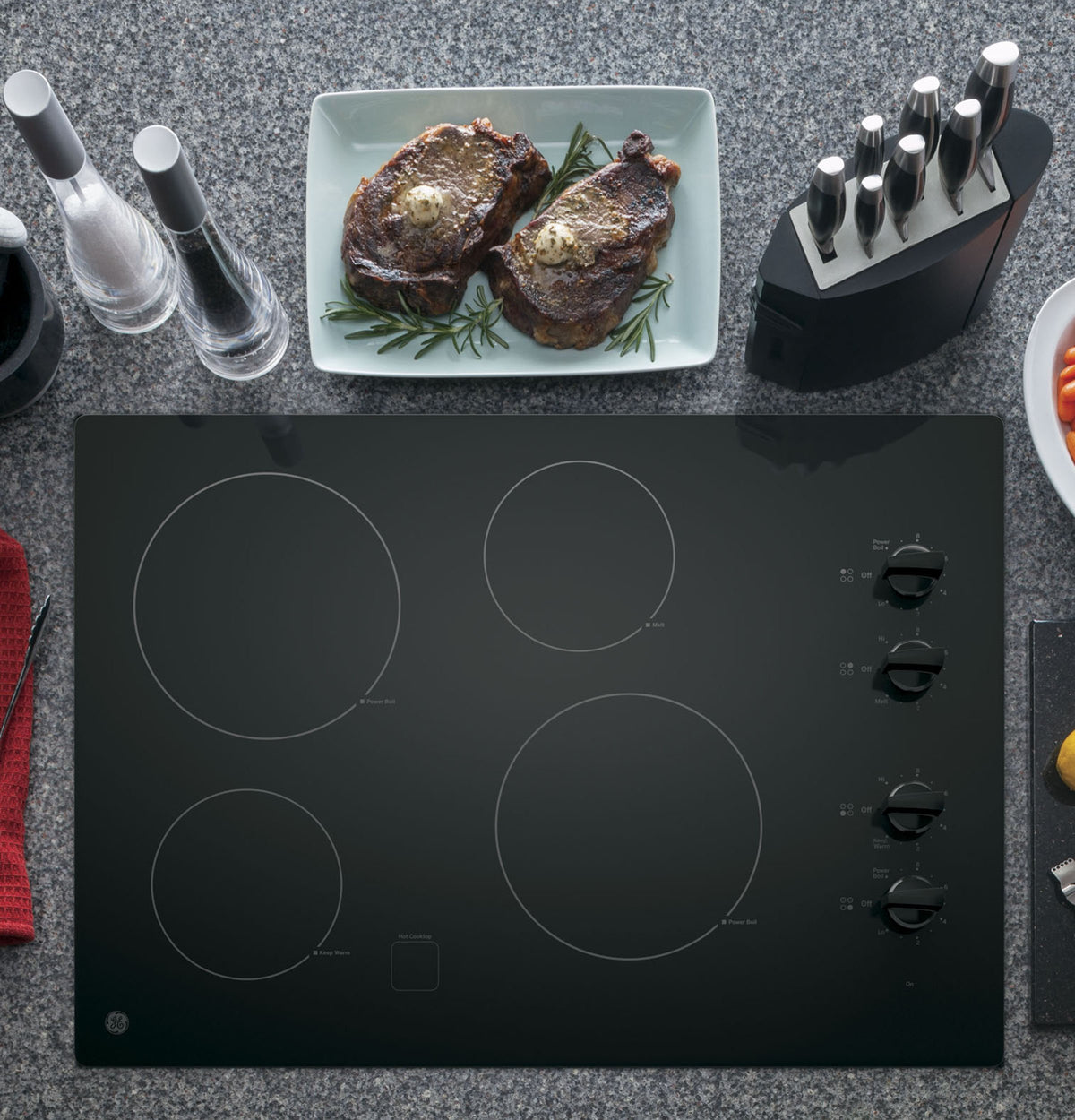 GE Black on Black 30" Electric Cooktop - JP3030DJBB