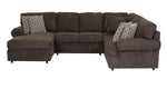 Jupiter 4-piece carbon sectional with left-facing chaise, deep seating and patterned accent pillows