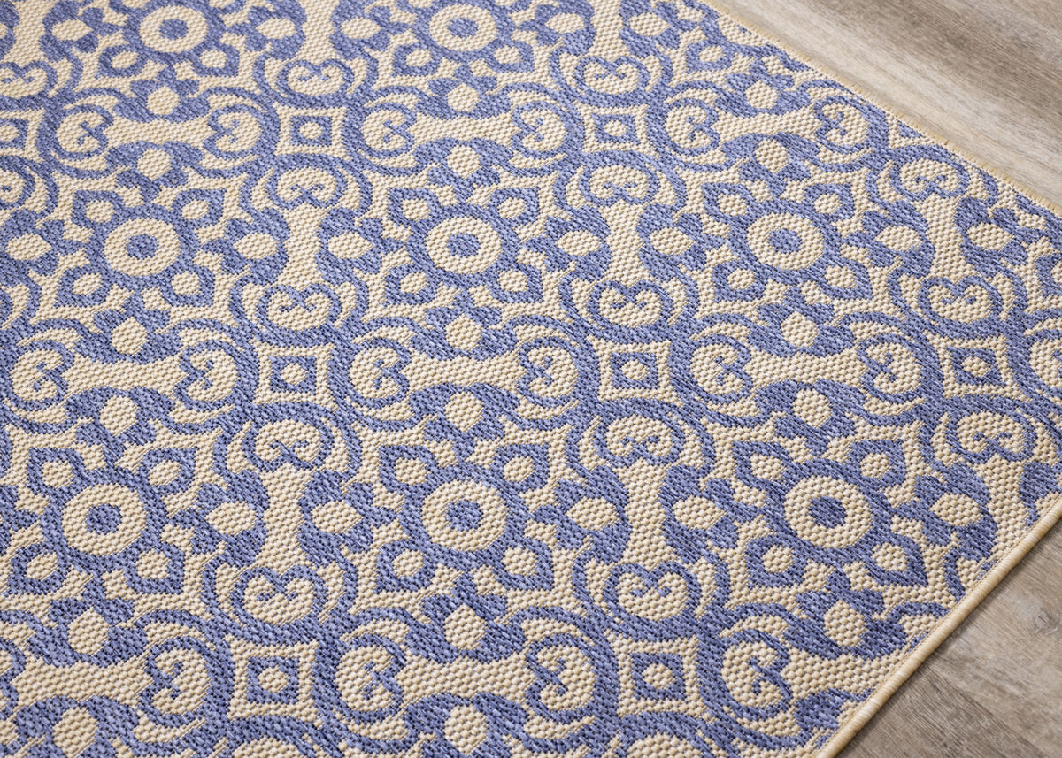 Camby 7'10" X 10'6" Indoor/Outdoor Elaborate Rug - Blue Beige  Area Rug