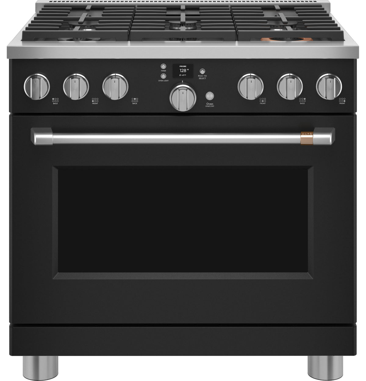 Café Matte Black 36" Commercial-Style 6-Burner Dual-Fuel Smart Range with Air Fry (5.75 Cu.Ft) - C2Y366P3TD1