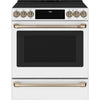 Café™ Matte White 30'' Slide-In Front Control Induction and Convection Range with Warming Drawer (5.7 Cu.Ft) - CCHS900P4MW2