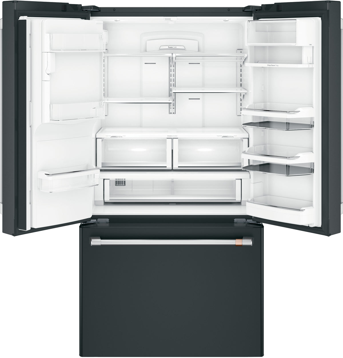Café 36" 22.2 Cu. Ft. Matte Black Counter-Depth French Door Refrigerator with Hot Water Dispenser - CYE22TP3MD1