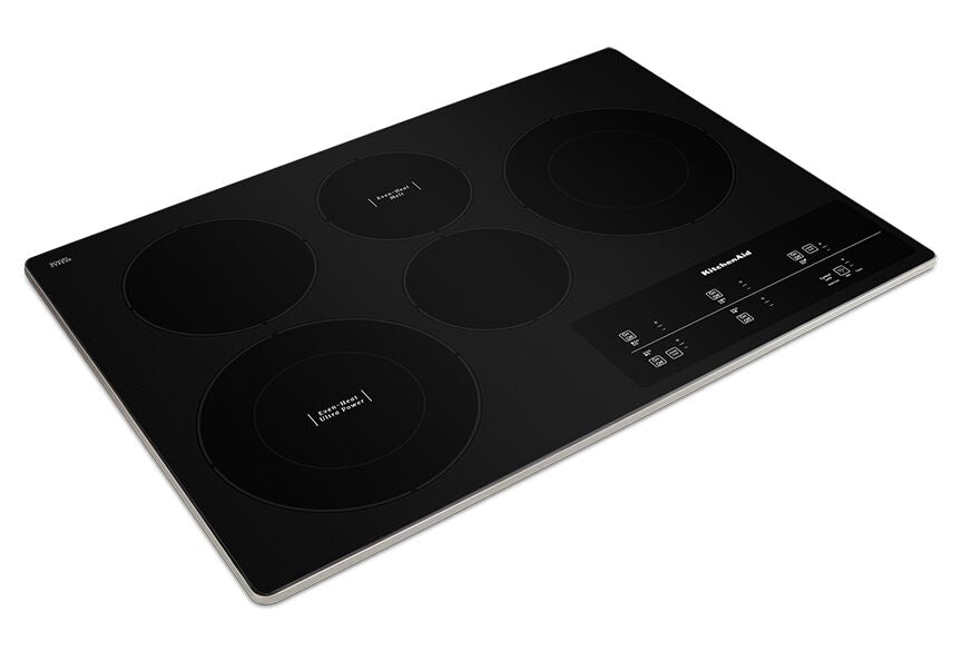 KitchenAid Stainless Steel 30" Electric Cooktop with 5 Elements and Touch-Activated Controls - KCES950KSS