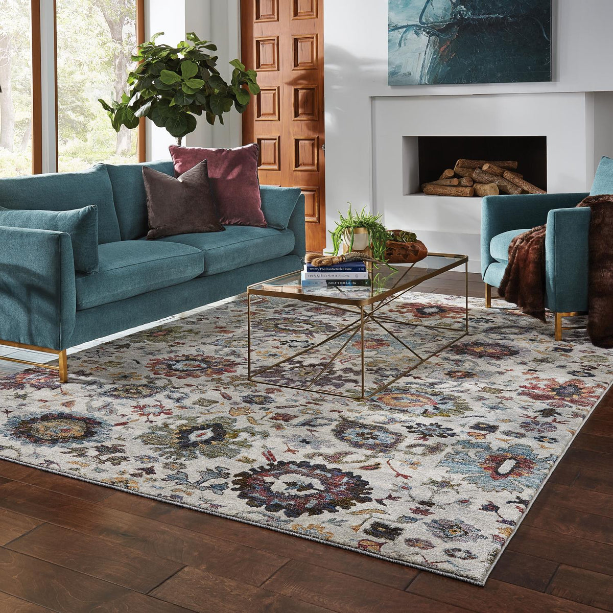 Angelica W7129AL Traditional Floral Area Rug (8'6"X11'7")