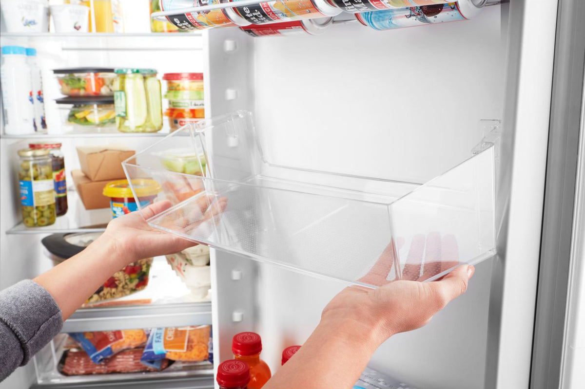 Whirlpool interior with shelves, door storage and factory-installed ice maker