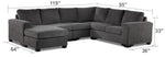 Danielle 3-Piece Sectional with Left-Facing Corner Wedge - Grey