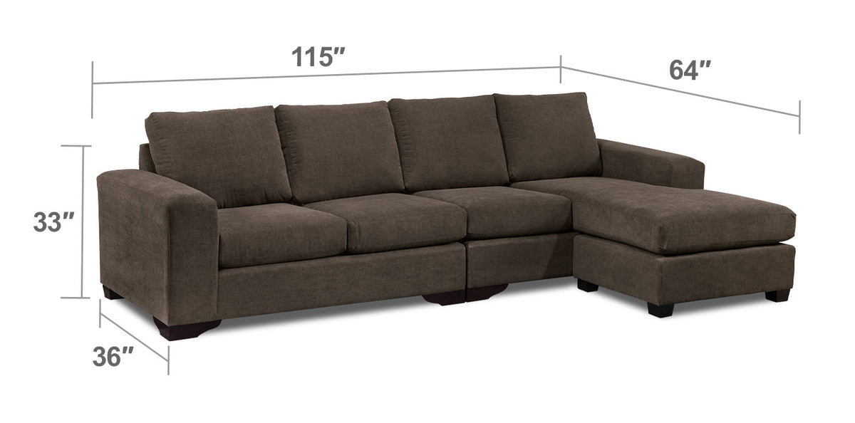 Danielle 2-Piece Sectional with Right-Facing Chaise - Java