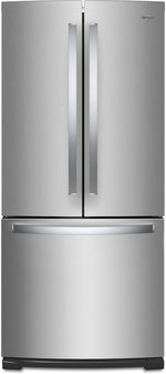 Whirlpool fingerprint resistant stainless steel French door refrigerator shown from the front
